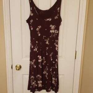 Plum dress with pink floral design